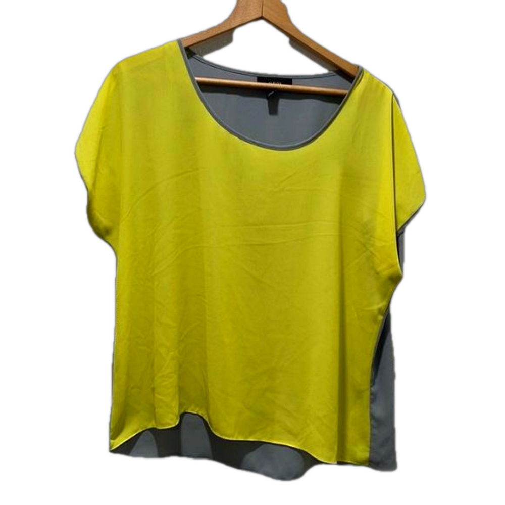 Alfani short sleeve green&gray blouse size 10 GUC..